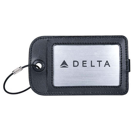 DACASSO Black Leather Luggage Tag with Plate Insert EI-1014
